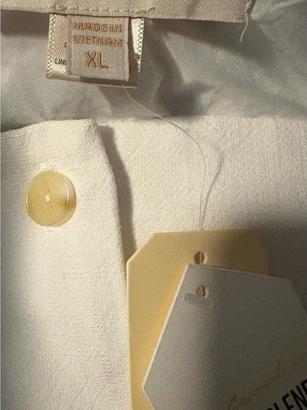 White Button-Front Linen-Blend - Picture 4 of 4